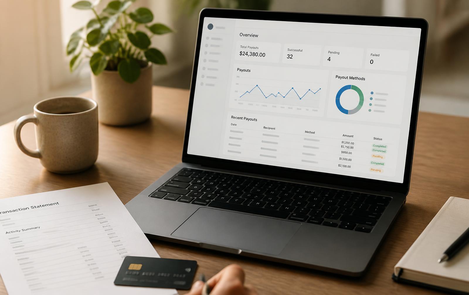 Payouts dashboard showing automated settlements to facility owners